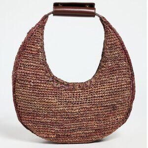 NWT STAUD Moon Raffia Bag, Mahogany